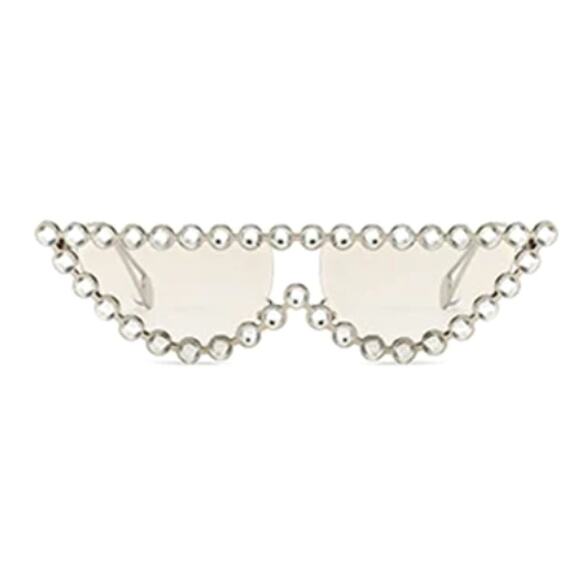 Vintage Cat Eye Sunglasses Trendy 2024 Fashion Rhinestone Clear Shades Bling NEW - Picture 1 of 6